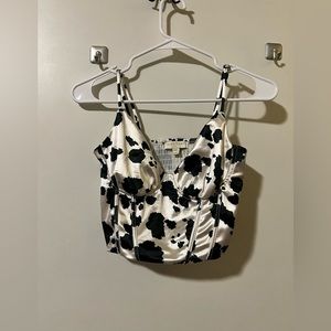cow print corset top black and white in a size medium!